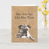 Men Age Like Fine Wine Pug Happy Birthday Card Kaart (Gele Bloem)