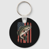 Men American Flag Fishing Patriotic Largemouth B F Sleutelhanger (Voorkant)