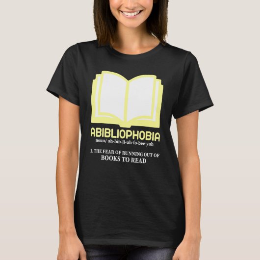 Men and Women Bookworm Reader  Abibliophobia T-shirt (Voorkant)