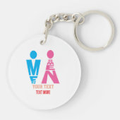 Men and Women Typography Icon Design – Bold Pink & Sleutelhanger (Achterkant)