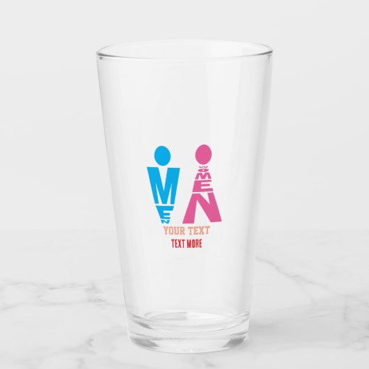 Men and Women Typography Icon Design Glas (Voorkant)