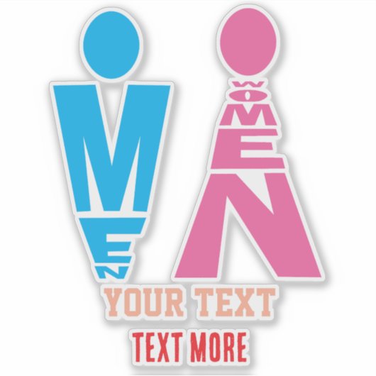 Men and Women Typography Icon Design Sticker (Voorkant)