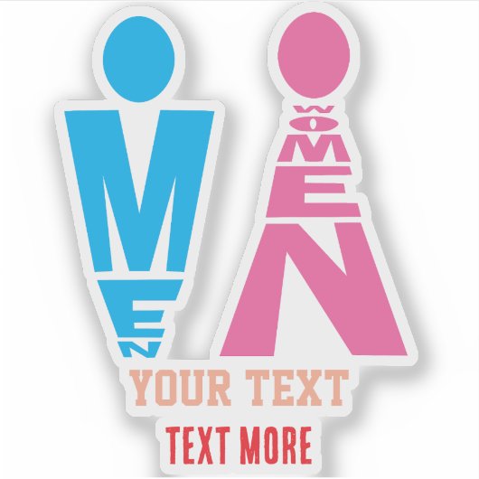 Men and Women Typography Icon Design Sticker (Voorkant)