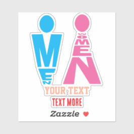 Men and Women Typography Icon Design Sticker
