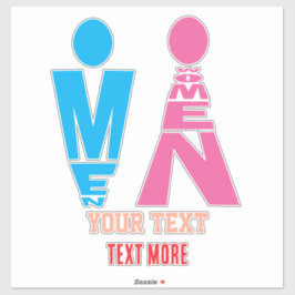Men and Women Typography Icon Design Sticker