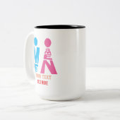 Men and Women Typography Icon Design Tweekleurige Koffiemok (Voorkant links)
