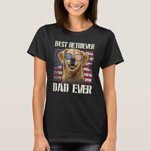 Men Best Retriever Sunglasses Dad Ever American Fl T-shirt (Voorkant)