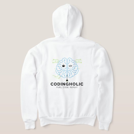 Men Clean Tech Brain Coding Graphic For Coders Hoodie (Laag Achter)
