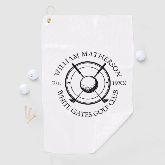 Men Club Player Team Golfer White Sports Modern Golfhanddoek (Insitu)