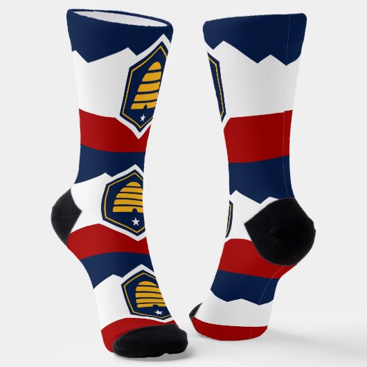 Men crew socks with flag of Utah State, USA Sokken (Gebogen)
