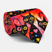 Men Designer Ties Cat Red Hearts Stropdas (Opgerold)