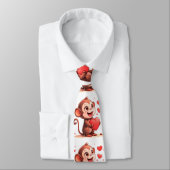 Men Designer Ties Monkey Red Hearts Stropdas (Gebonden)