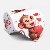 Men Designer Ties Monkey Red Hearts Stropdas (Opgerold)