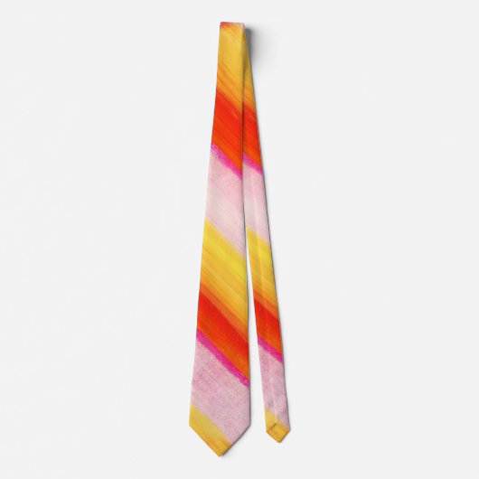 Men Designer Ties Yellow Orange Pink Stropdas (Voorkant)