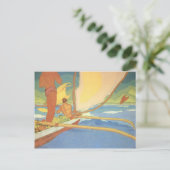 'Men in an Outrigger Canoe Headed for Shore' Briefkaart (Staand voorkant)