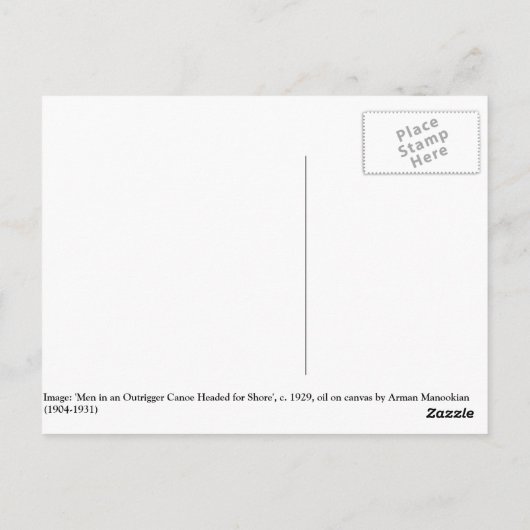 'Men in an Outrigger Canoe Headed for Shore' Briefkaart (Achterkant)