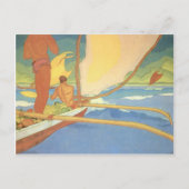 'Men in an Outrigger Canoe Headed for Shore' Briefkaart (Voorkant)