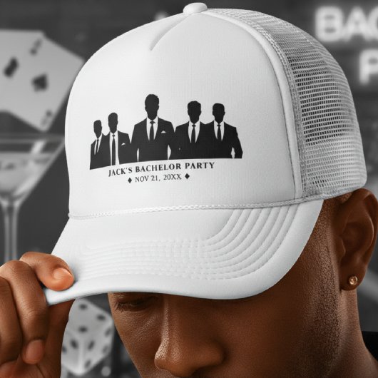 Men in Suits Bachelor Party White Trucker Pet