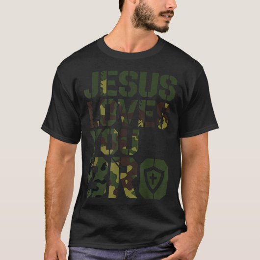 Men Jesus Loves You Bro Funny Christian Boy Godson T-shirt (Voorkant)