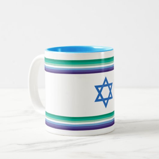 Men Loving Men Israel Pride Flag Tweekleurige Koffiemok (Voorkant links)