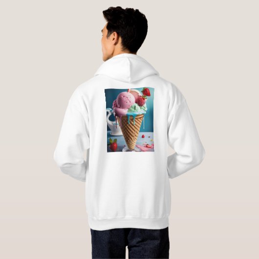 Men’s Hoodie with Cool Ice Cream Design | Trendy I (Achterkant volledig)