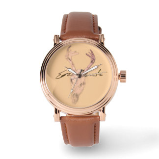 Men’s Rose Gold Vintage Watch with Brown Leather S Horloge