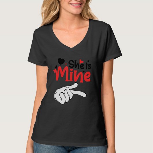 Men She is Mine Matching Couples Valentine Day Cos T-shirt (Voorkant)