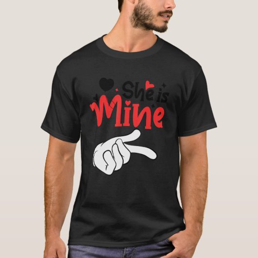 Men She is Mine Matching Couples Valentine Day Cos T-shirt (Voorkant)