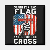 Men Stand For Flag Kneel The Cross Christian Patri Magneet (Voorkant)