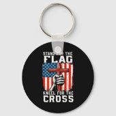Men Stand For Flag Kneel The Cross Christian Patri Sleutelhanger (Voorkant)