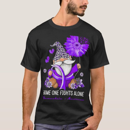 Men vecht alleen lint fibromyalgie bewustzijn t-shirt (Voorkant)