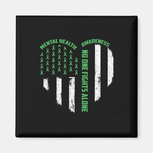 Men vecht tegen US Flag Heart Alone Geestelijke Ge Magneet (Voorkant)