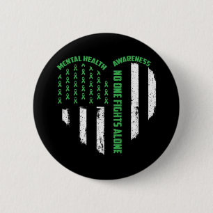Men vecht tegen US Flag Heart Alone Geestelijke Ge Ronde Button 5,7 Cm