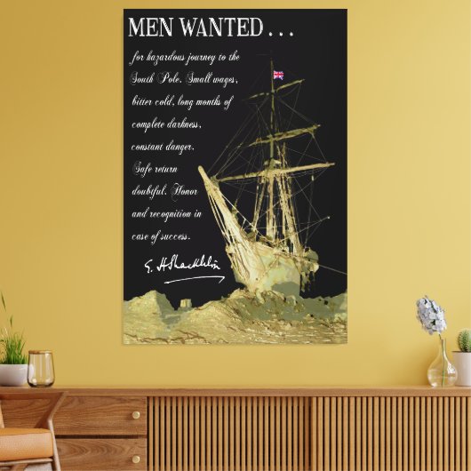 Men Wanted for South Pole Exploration - 1914 Canvas Afdruk (Insitu (Woonkamer))