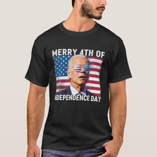 Men Women Joe Biden Confused Merry 4Th Of Independ T-shirt (Voorkant)