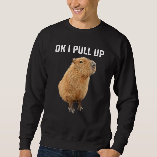 Men Women Kids Ok I Pull Up Funny Capybara costume Trui (Voorkant)