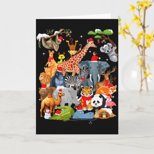 Men Women Kids Wildlife Zoo Day Christmas Party 22 Kaart (Gele Bloem)
