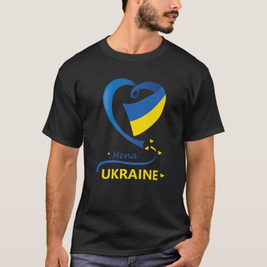 Mena Ukraine National Flag Heart Emblem Crest T-shirt (Voorkant)