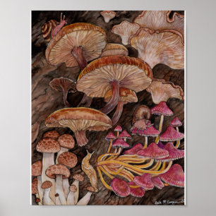 Menagerie van paddenstoelen poster