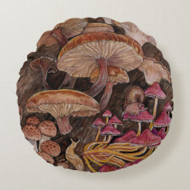 Menagerie van paddenstoelen rond kussen