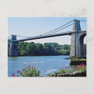 Menai Bridge, Gwynedd, bloemen in Noord-Wales Briefkaart