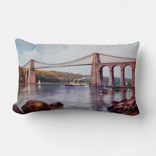 Menai Suspension Bridge Pillow Kussen (Voorkant)