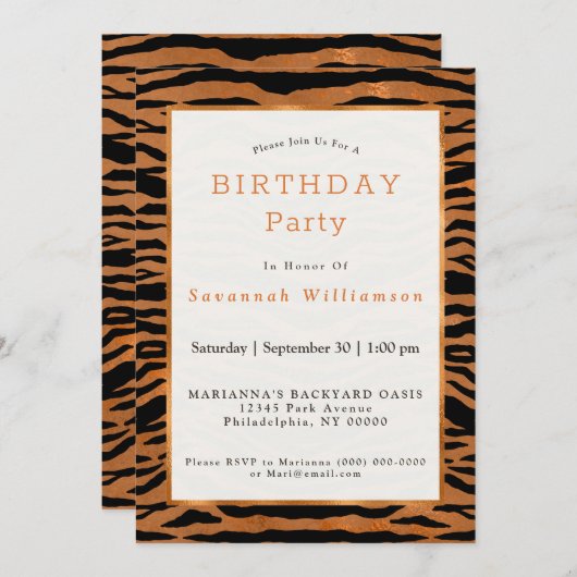 Mendag van tijgerkopper kaart (Voorkant / Achterkant)