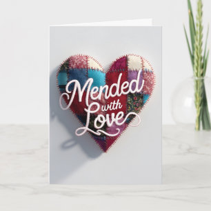 Mended with Love Greeting Card – Patchwork Heart Kaart