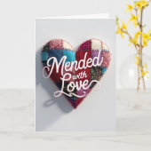 Mended with Love Greeting Card – Patchwork Heart  Kaart (Gele Bloem)