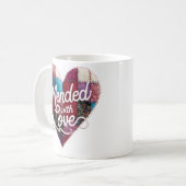 Mended with Love Mug – Heartfelt Patchwork Gift Koffiemok (Voorkant links)