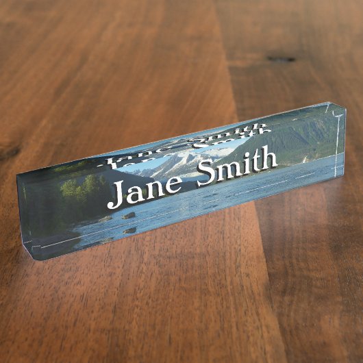 Mendenhall Lake in het landschap van Juneau Alaska Naambordje (Zijkant)