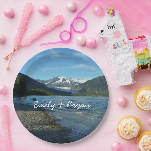 Mendenhall Lake in het landschap van Juneau Alaska Papieren Bordje (Feest)