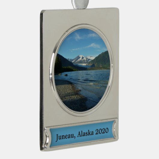 Mendenhall Lake in het landschap van Juneau Alaska Verzilverd Banner Ornament (Rechts)
