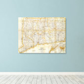 Mendenhall's Guide, Road Map Connecticut Canvas Afdruk (Insitu (Houten vloer))